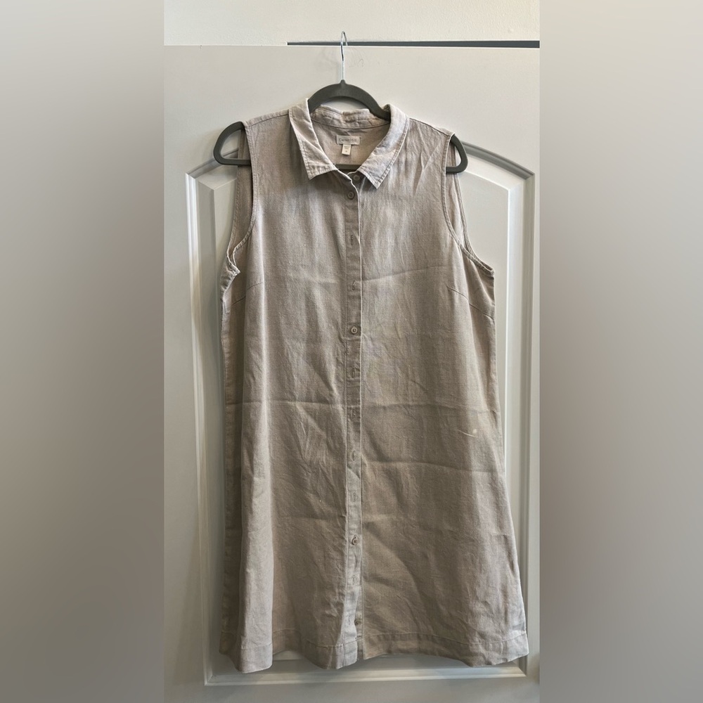 Garnet Hill Tan Casual Button Down Dress